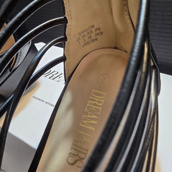 Strappy Black Shoes Women's Size 7 Summer Sandals, Dream Pairs, Square Toe NEW - Picture 7 of 14